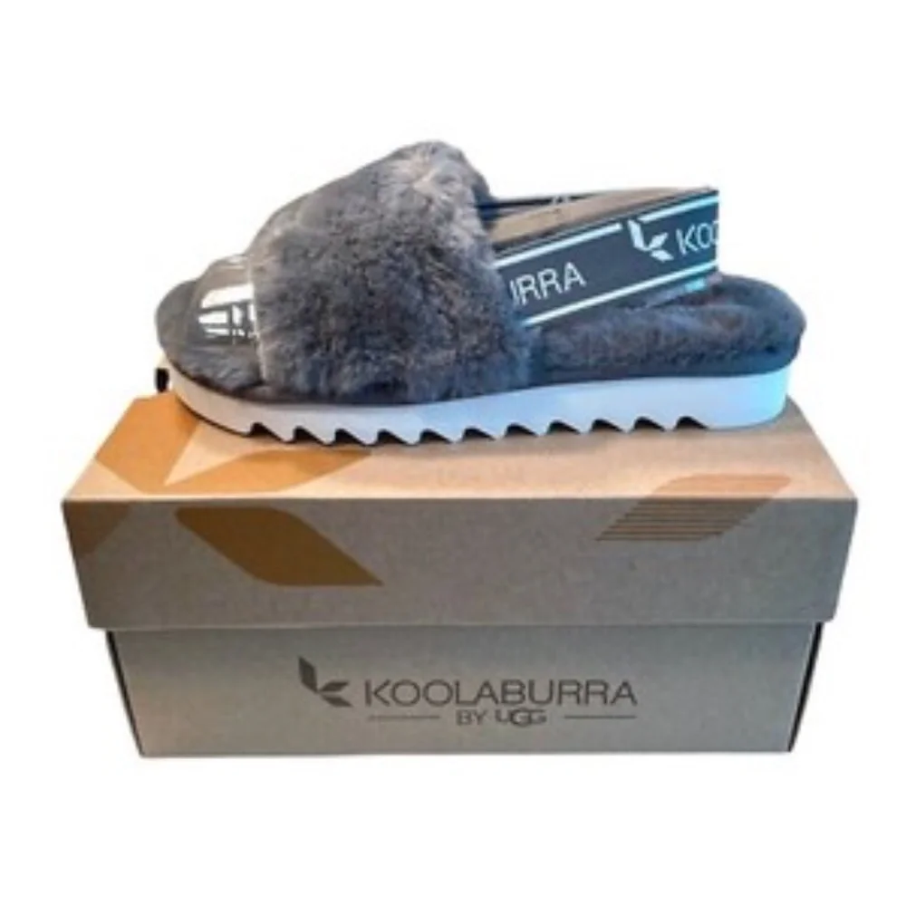 Koolaburra by UGG Kids Fuzz'n‎ Slide Sandals Gray Toddler Girls Size 13